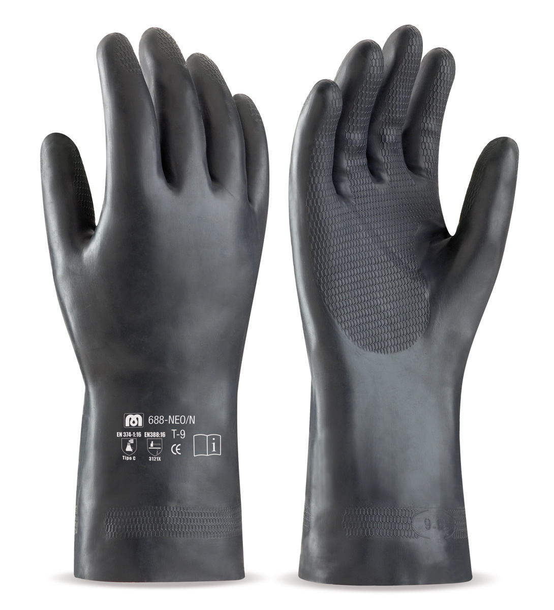 Guante de neopreno color negro para riesgos mecánicos, químicos y microorganismos. Aplicaciones: Protección Mecánica y Química. Guante de gran dexteridad. Interior flockado de algodón y recomendado para industria química y petrolera, fertilizantes, mantenimiento, desengrasado, montaje de trasmisiones, galvanizados, limpieza industrial, metales.
Características y ventajas: - Alta Proteccion Química.
El neopreno aporta resistencia química y mecánica. Es resistente a ácidos, disolventes, adhesivos industriales.
Grip en palma y uñas para mayor sujeción de objetos
Espesor: 0,75 mm. Longitud: 30 cm. 
Tallas: 8, 9, 10