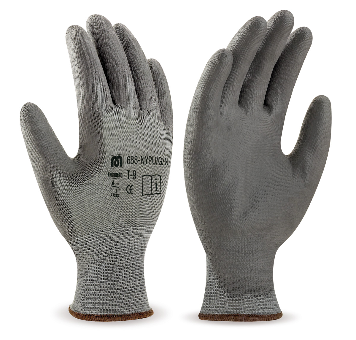 Guante de poliéster color gris con recubrimiento de poliuretano en color gris. Aplicaciones: Manipulación General. Riesgos Mecánicos. Guante especial para trabajos de precisión donde se requiera máximo tacto y dexteridad (montajes, ensamblajes, empaquetado, clasificación), en color gris para trabajos que manchen, alargando la vida útil del guante.
Características y ventajas: - Poliuretano proporciona al guante una excelente resistencia a la abrasión y transpirabilidad.
Máximo nivel de dexteridad (nivel 5). El guante ofrece los mínimos obstáculos a la realización de gestos o la tactilidad.
Máximo nivel anti-abrasión. Alta duración de la vida útil del guante. 
Tallas: 7, 8, 9, 10