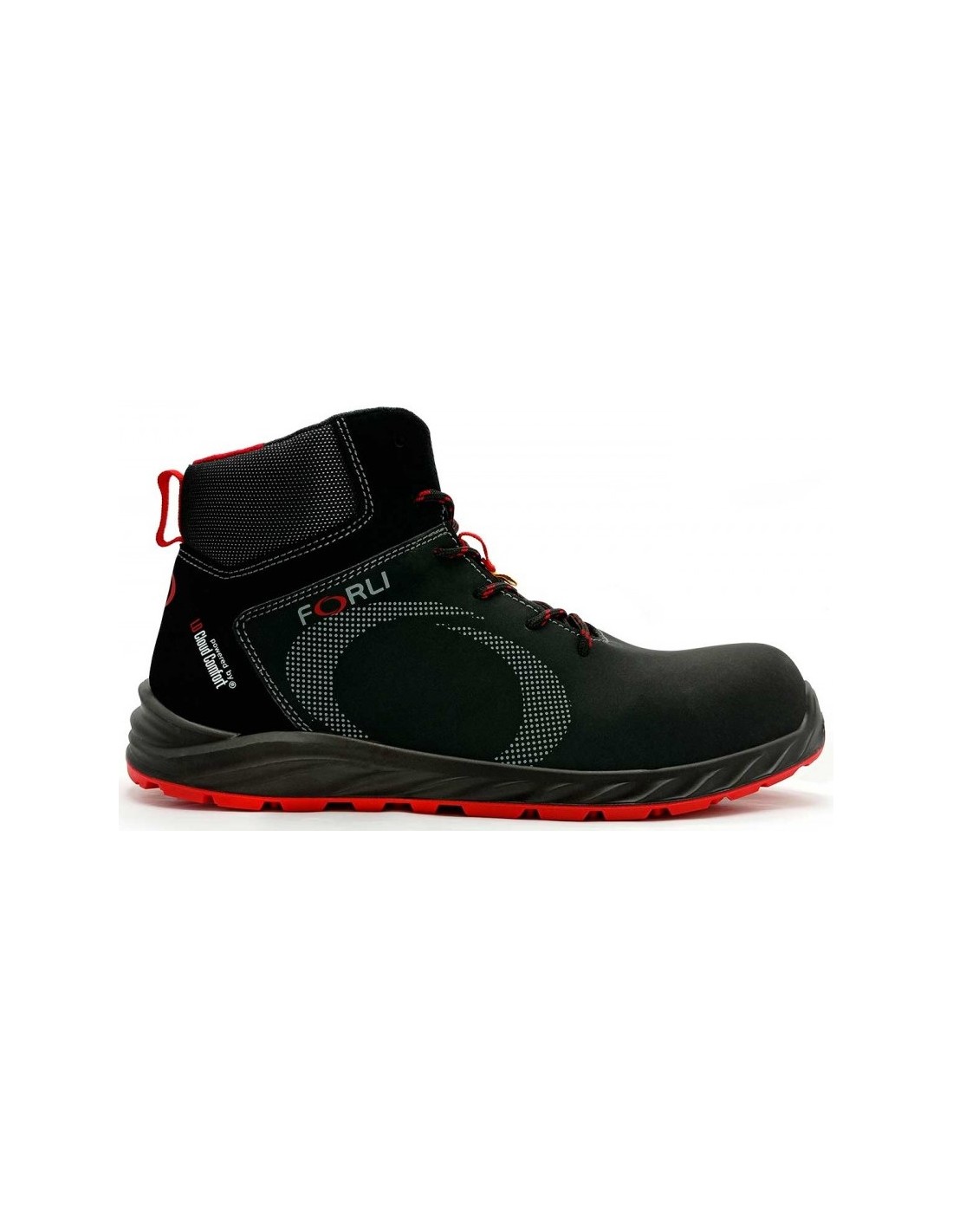 Bota deportiva de seguridad S3 fabricado en microfibra acabado Nobuk.
Puntera no metálica (fibra de vidrio).
Plantilla anti-perforación textil.
Plantilla “PFM Insole Technology”. Plantilla interior antiestática y antibacteriana de material espumado con soporte textil, diseño ergonómico conforme a patrones biomecánicos de marcha.
Cuello acolchado para un mejor confort. Acolchado suave con espuma transpirable.
Refuerzo de microfibra en zona del talón.
Sistema de cierre con cordones.
Suela exterior con tecnología de LD Cloud Comfort, realizada en poliuretano de doble densidad con formulación especial ESD con resistencia eléctrica según EN 61340.
Normativa EN ISO 20345:2011 S3 CI SRC + ESD.
Tallas 35-48.