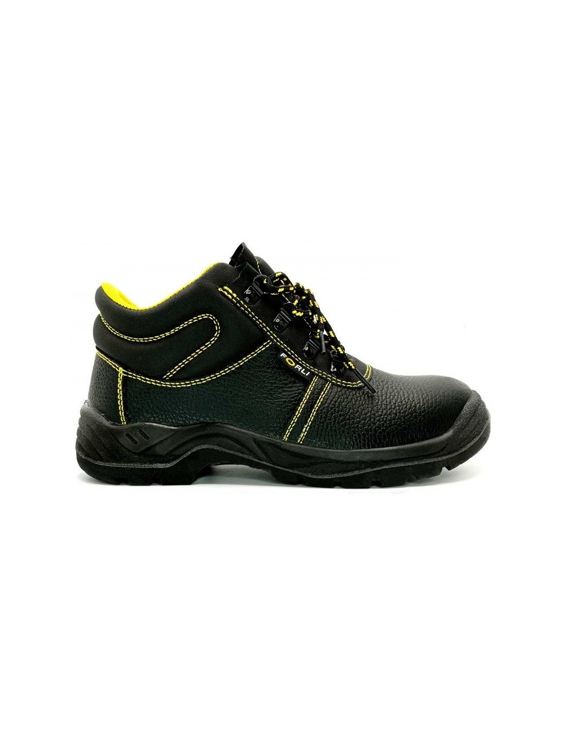 Bota de seguridad S3 fabricada en piel grabada negra.
Puntera metálica.
Plantilla anti-perforación en acero.
Cuello acolchado para un mejor confort.  Acolchado suave con espuma transpirable.
Sistema de cierre con cordones.
Suela exterior con tecnología de LD Cloud Comfort, realizada en poliuretano de doble densidad.
Normativa: EN ISO 20345:2011 S3 SRC. Tallas 35 - 48.
