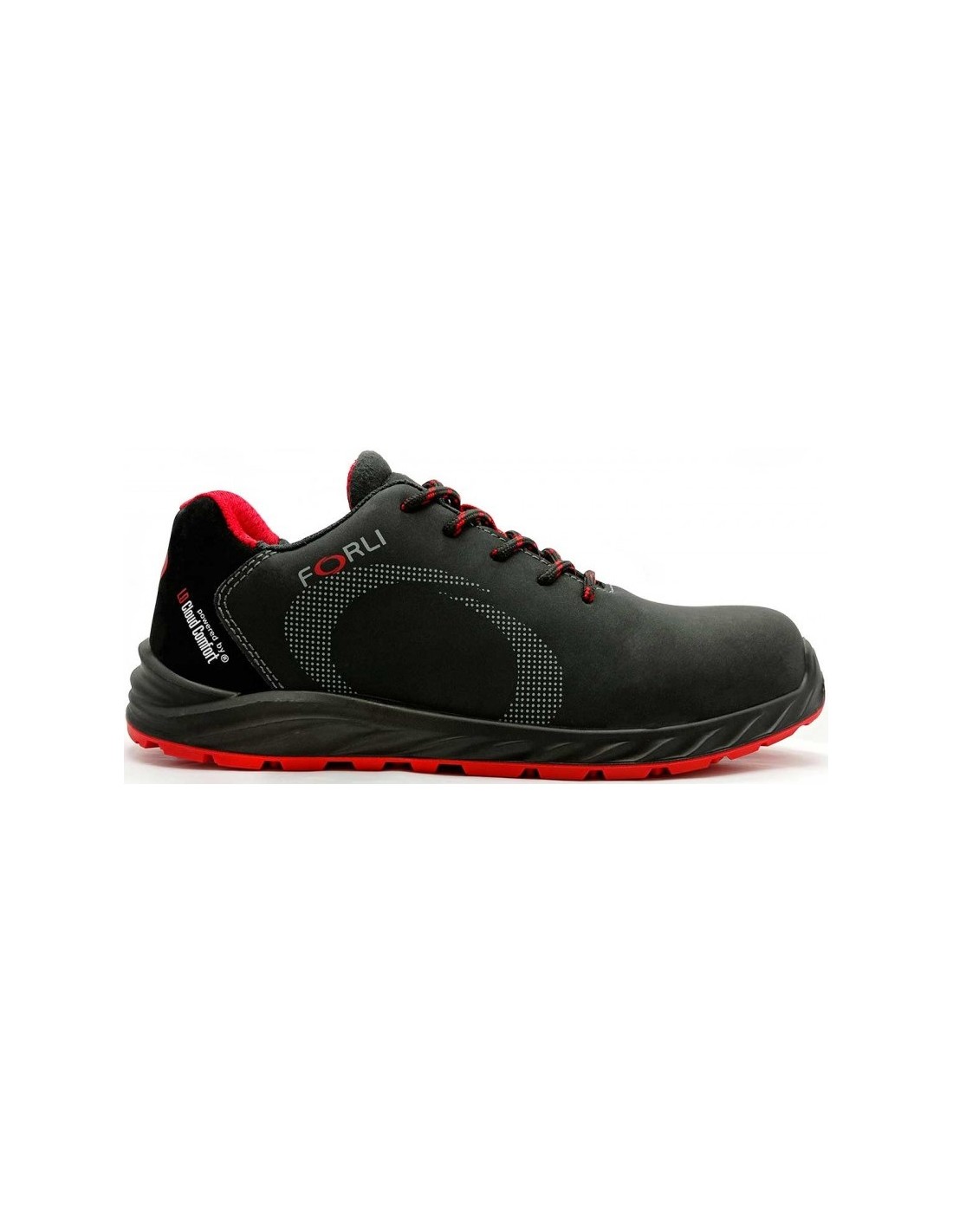 Zapato deportivo de seguridad S3 fabricado en microfibra acabado Nobuk. Puntera no metálica (fibra de vidrio). Plantilla anti-perforación textil.
Plantilla “PFM Insole Technology”. Plantilla interior antiestática y antibacteriana de material espumado con soporte textil, diseño ergonómico conforme a patrones biomecánicos de marcha.
Cuello acolchado para un mejor confort. Acolchado suave con espuma transpirable.
Refuerzo de microfibra en zona del talón.
Sistema de cierre con cordones.
Suela exterior con tecnología de LD Cloud Comfort, realizada en poliuretano de doble densidad con formulación especial ESD con resistencia eléctrica según EN 61340.
Normativa EN ISO 20345:2011 S3 CI SRC + ESD.
Tallas 35-48.